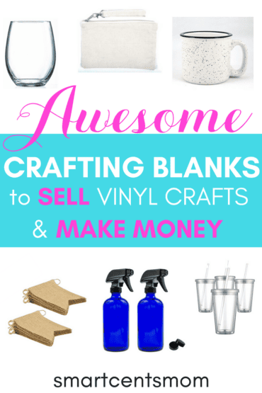These are the best crafting blanks for Cricut projects to make money with Cricut vinyl projects. Turn your DIY crafts into a way for making money with Cricut. If you are starting a business using Cricut, then these blanks for vinyl crafting will help you create everything from monogramming, creative designs, and more!