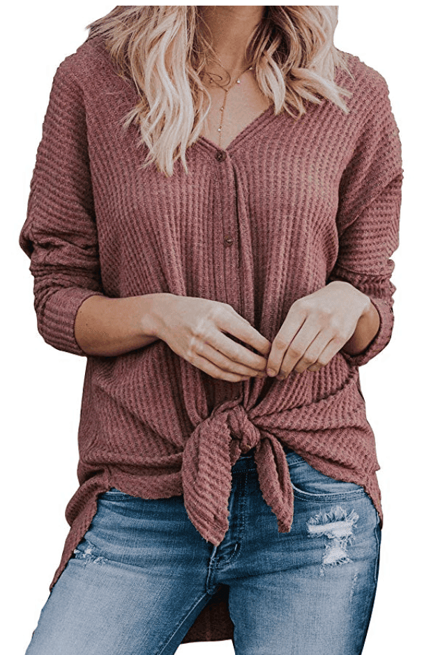 long sleeve tie front tunic
