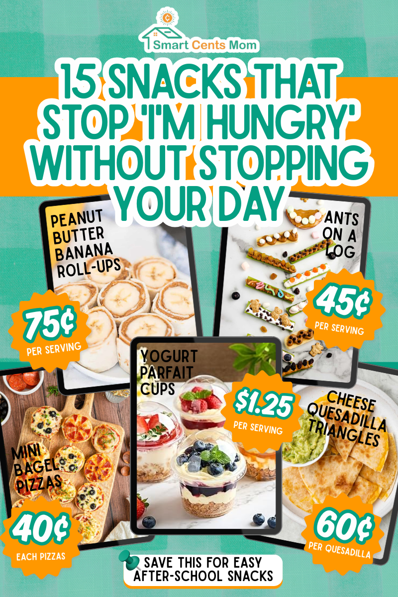 Quick cheap snacks for kids that stop "I'm hungry" complaints. 15 easy ideas using pantry staples that take minutes to prepare without hassle.