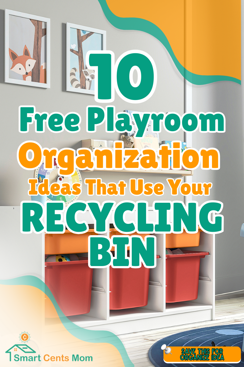 Free playroom organization ideas: 10 DIY storage solutions made from recycled boxes, jars, and containers organizing toys.