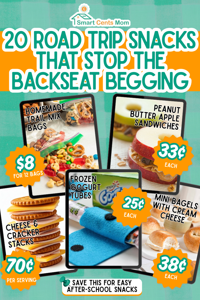 Road trip snacks for kids: 20 portable, mess-free snacks packed in bags and containers ready for long car rides.