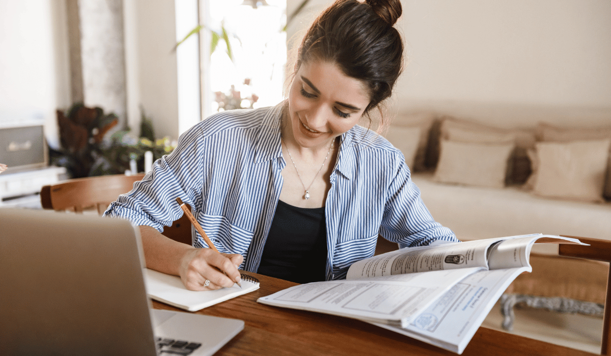 woman studying